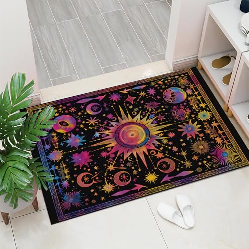 Tapis d'entrée 50x80cm noir tie-dye lavable et antidérapant - 3