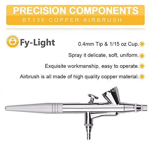 Airbrush Makeup Kit,Fy-Light Airbrush Compressor With 0.4mm Needle Airbrush Spray Gun for Face, Nail, Temporary Tattoos, Cake Decorating,Modeling (White)
