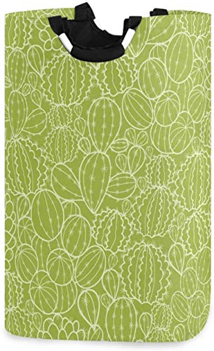 JSFQ Abstract Green Cactus Lavanderia paniere della Lavanderia Carrello Box Big Bagagli Impermeabile trasportare Facile for la Famiglia Dormitorio Lavanderia