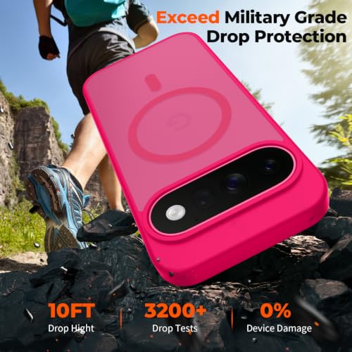 Image of SUPFINE Magnetic for Google Pixel 11 Pro XL Case - Hot Pink | With Screen Protector,Translucent Matte,Built-in Magnets,Military Grade Drop Protection,Shockproof Phone Cover