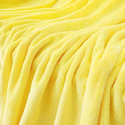 Image of JIAHANNHA Fleece Blanket Queen Size Yellow 90 by 90 Inches Throw Blankets for Bed Sofa Couch 280GSM,Super Soft Cozy and Luxury Bed Blanket for All Season