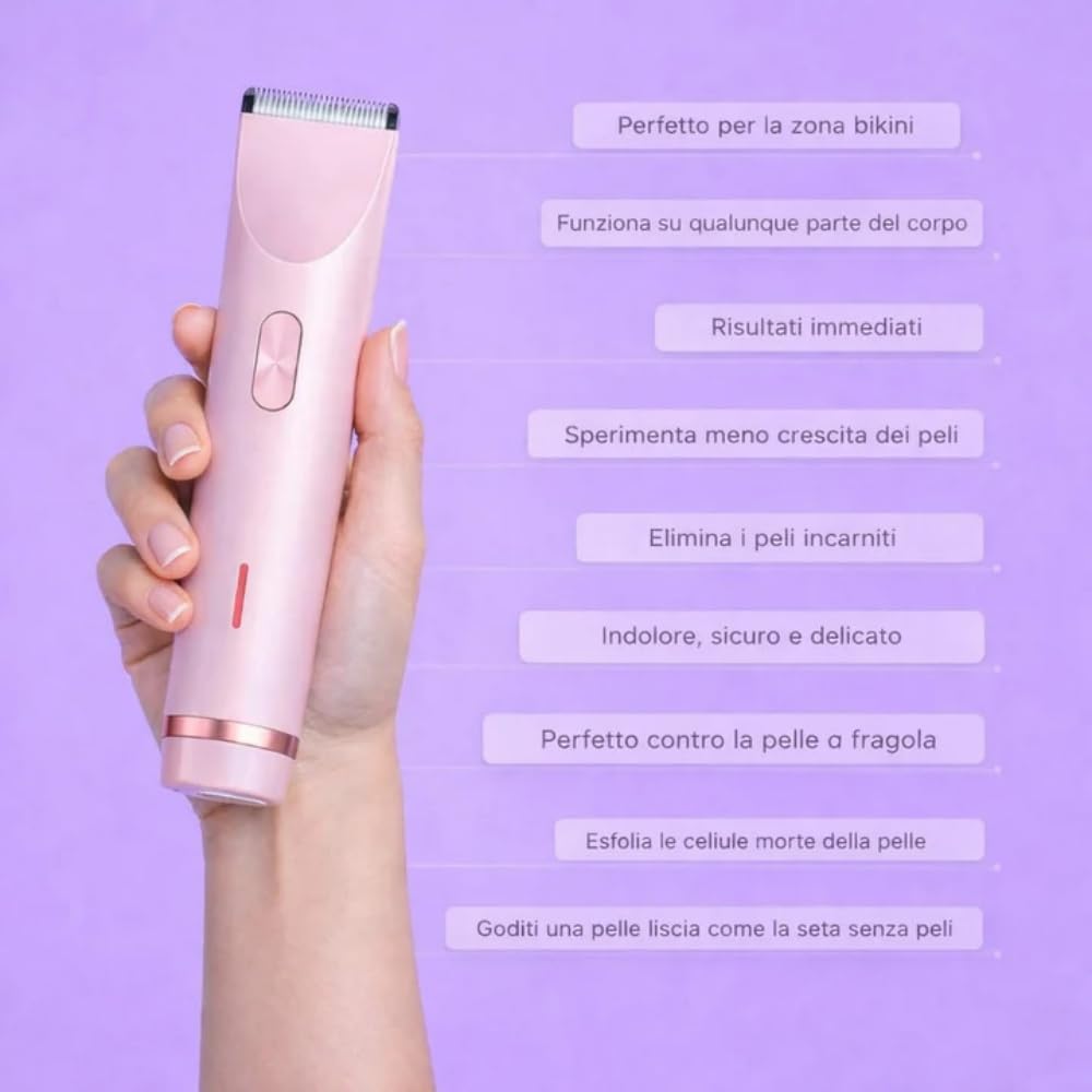 DelicaTrim - Rasoio 2 in 1 potente e delicato Ricarica USB, per Viso, Gambe, Braccia, Per uso a secco e a umido