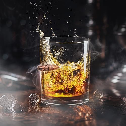 Lucky Shot - .308 Caliber - Whiskey Glasses With Bullet Stucks In Glass | Whiskey Lovers Gift For Men | Boyfriend Gift | Rocks Glasses | Original Handcrafted Embedded Bullet Barware Collection (10 Oz) #TOP4