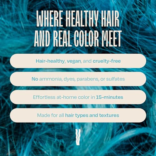 Image of OVERTONE Color Depositing Treatment Hair Mask, Vibrant Teal, 8 oz | Semi Permenant & Nourishing Coloring Conditioner for All Hair Types, Contains Shea Butter & Coconut Oil, Vegan & Cruelty-Free