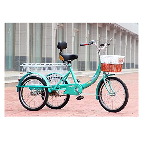Triciclo para adultos de 3 ruedas, tipo cruiser, con canasto y timbre, single speed, para ejercicio, compras y personas mayores, color azul