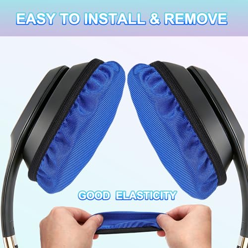 3 pares de cubiertas para almohadillas de audífonos (3.5"-4.3") - Cubierta universal de tela lavable y extensible para auriculares, compatible con la mayoría de audífonos tipo on-ear, negro miniatura 4
