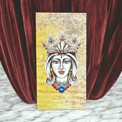 GMM Stampa su Tela Canvas Struttura in legno Quadro Moderno Rettangolare Stampe Decorative Tipiche Siciliane (Ocra testa di moro Donna)