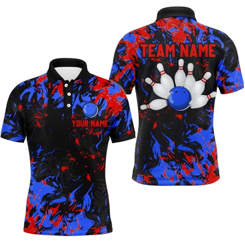 Personalized Bowling Shirt for Men & Women Camo Bowling Team Jersey Bowling Polo & Quarter-Zip Shirt Multicolor