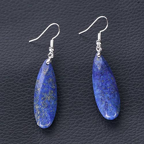 Pendientes Colgantes Mujeres,Pendiente Colgante De Piedra Natural para Damas Corte Único En Forma De Lágrima Lapislázuli Pendiente Colgante Vintage Pendiente Joyería De Mujer Regalo Elegante Par Cover