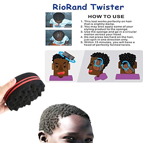 Riorand Hair Sponge Magic Barber Twist Curl Brush Sponge Dreads Locking Afro Coil Comb（Red 4.5 Inch (Pack Of 1) #TOP4