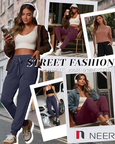Neer 3 Pack Women's Sweatpants with Pockets, Soft Jogger Pants Lightweight Lounge Athletic Pants for Workout Running Yoga3