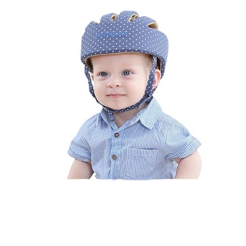 赤ちゃんヘルメット 乳幼児・ベビーヘルメット 転倒 けが防止 全方向頭を守る コットン100% サイズ調整可能 洗える2重クッションヘルメット 通気性、吸汗性 超軽量65g 転倒防止 頭ガード ヘッドガード (ブルー)