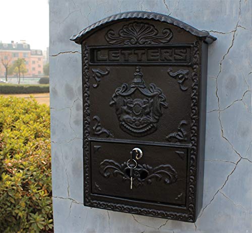 Cast Aluminum Mailbox Postbox Embossed Trim Decorative Metal Wall Mail Post Letters Box for Yard Patio Lawn Garden Outdoor Home - Image 3