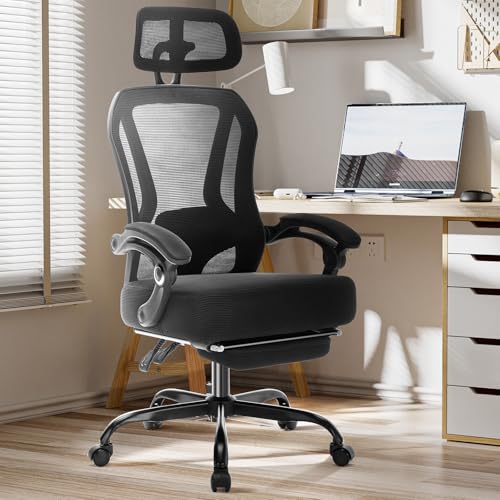 Ergonomic Office Chair with Footrest,Ultra Thick Reclining Office Desk Chair