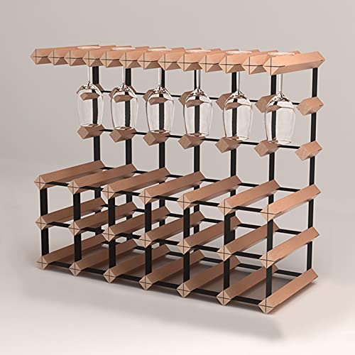 Wll-Dp Two-In-One Beech Wine Holder Countertop Wine Rack Wine Storage Shelf, Hold 12~18 Bottles, No Need To Install, Suitable For Many Occasions #TOP14