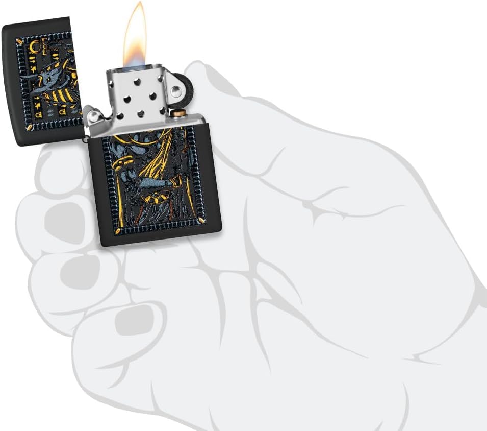 Encendedor Zippo personalizado diseño Anubis negro mate miniatura 5