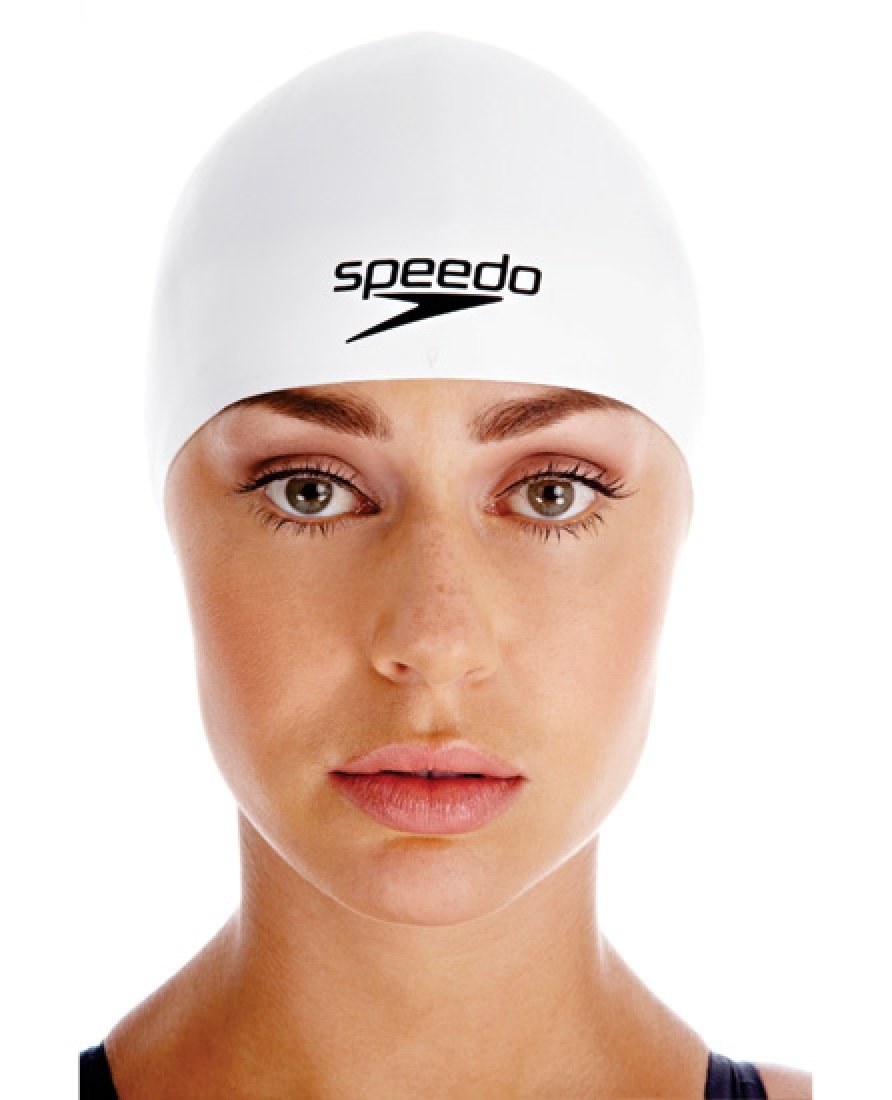 Speedo FastSkin3 - Gorro de natación, tamaño mediano, color blanco