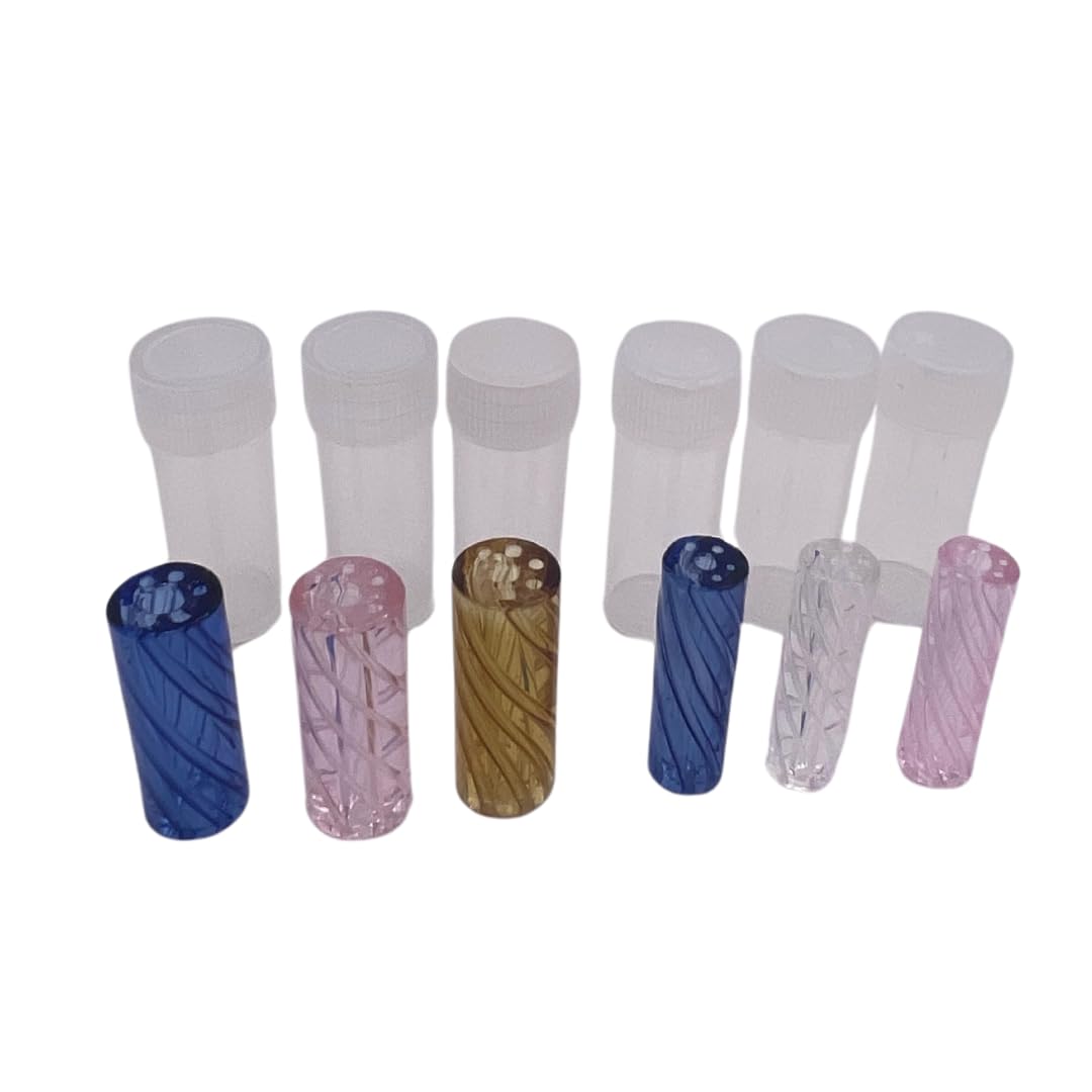 Glas-Filterspitzen, gedrehtes Glas, 7 Löcher, 12 mm und 9 mm x 30 mm, leicht zu reinigen, Blau, transparent, Rosa, Gold, 6 Stück