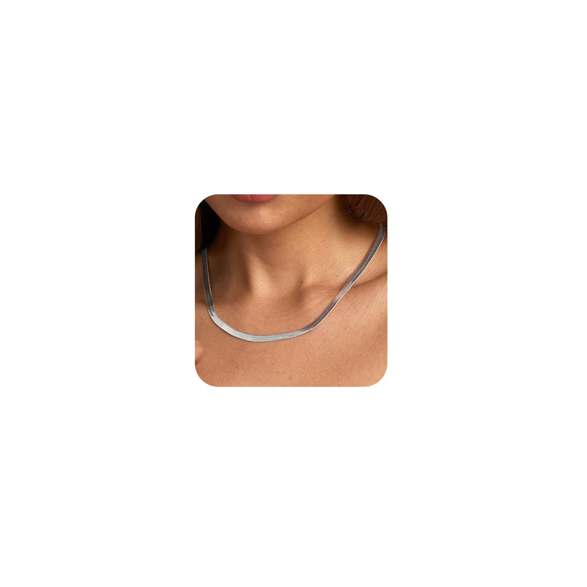 Gold Necklace for Women-14K Plated/S925 sterling silver Snake Chain Necklace Dainty Simple Chunky Herringbone Necklace Gold Choker Necklaces Jewelry for Women