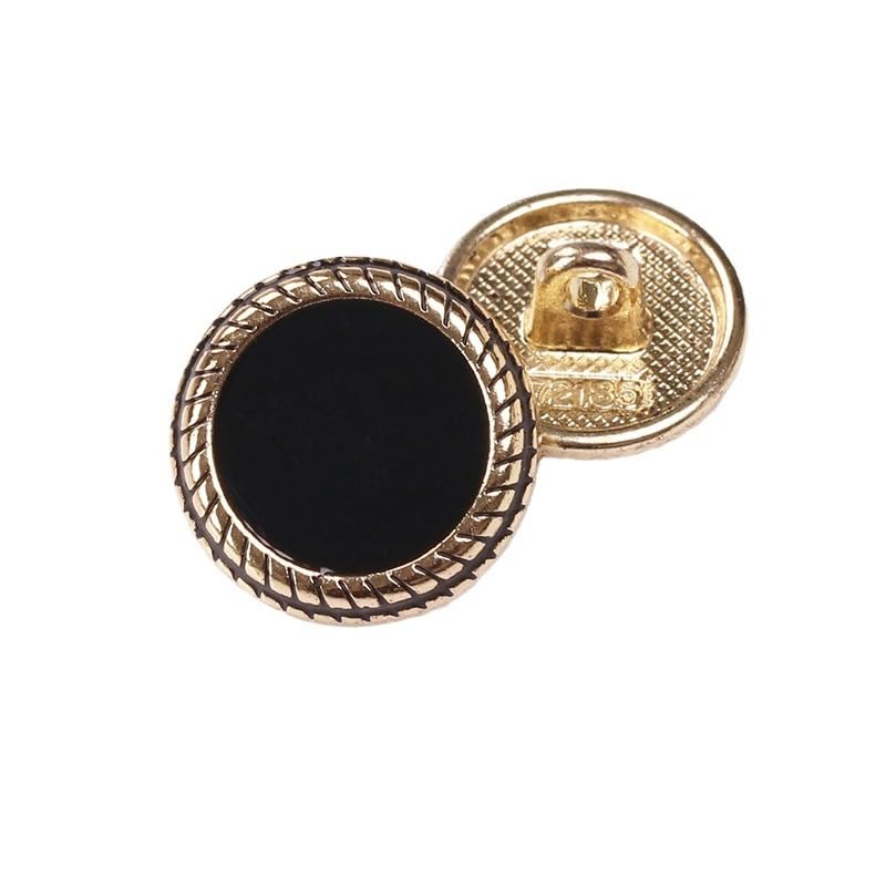 Metalowe guziki do płaszczy, 20 szt. Modnych okrągłych guzików na ubrania, swetry rozpinane, płaszcze, projekty rękodzielnicze(Golden edge black,25 mm)