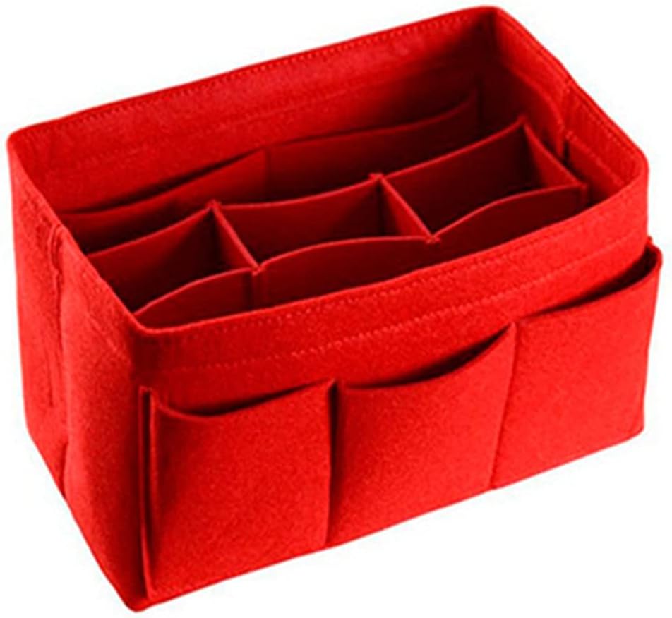 ELECDONELECDON Purse Organizer Insert, ELECDON Women Felt Bag Organizer Insert, Multi-Pocket Bag in Bag for Womens Handbag Travel Tote Hobo Bag Storage Purse Liner Divider for Any Brand Tote, Red
