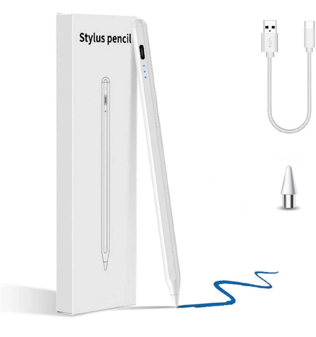 Stylus Pen for Pad & Android Tablets, Fast Charging, High Precision Tip, Magnetic Design, USB-C Cable Included – Smooth Writing & Drawing Pencil (White) (Palm Rejection Not Supported)-image-37