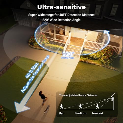 Image of VIANIS Motion Sensor Outside Light for House, Aluminum Porch Lights Outdoor | Oil-Rubbed Bronze, Tempered Ripple Glass, Dimmable, Waterproof Outdoor Light Fixtures Wall Mount for Garage, Garden, Entrance