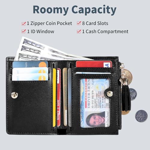 Image of Gostwo Small Wallets for Women, Stylish Womens Wallet with ID Window, Zippered Coin Pocket and Tassel. Cute RFID Wallet for Women, ideal for Teen Girls,and Commuters for Daily Use