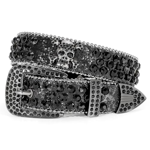 Image of Sparkly Rhinestone Diamond Sequin Studded Belt for Men & Women - Western Cowgirl Cowboy Style