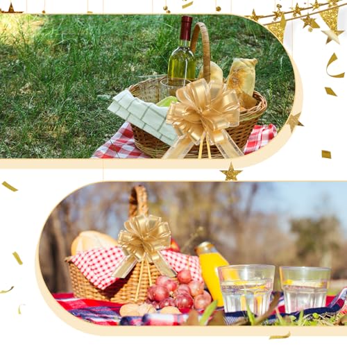 10 Stück Geschenkschleife Groß, 22 cm Gold Ziehschleife Geschenk Schleife mit Geschenkbänder Große Schleife Geschenk für Geschenkverpackung Auto Deko Weihnachten Hochzeit Geburtstag Urlaubs Party