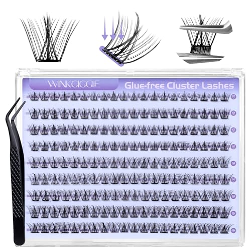 Image of Manga Self Adhesive Lash Clusters D Curl Self Adhesive Eyelashes, Anime Press on Lashes Spiky Pre Glued Eyelash Clusters with Tweezers, No Glue Needed No Remover, 10-16mm, 180pcs