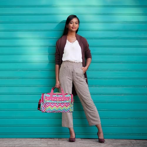 Image of World Traveler Chevron Duffel Bag, Pink Trim Chevr, One Size