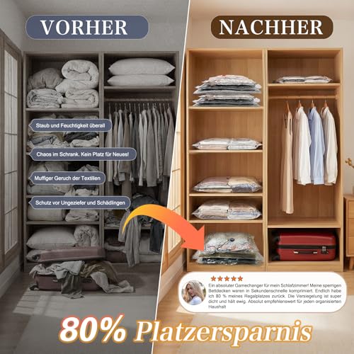 Vakuumbeutel für Kleidung mit Kabelloser Vakuumpumpe, 11 Stück – Ansicht 4
