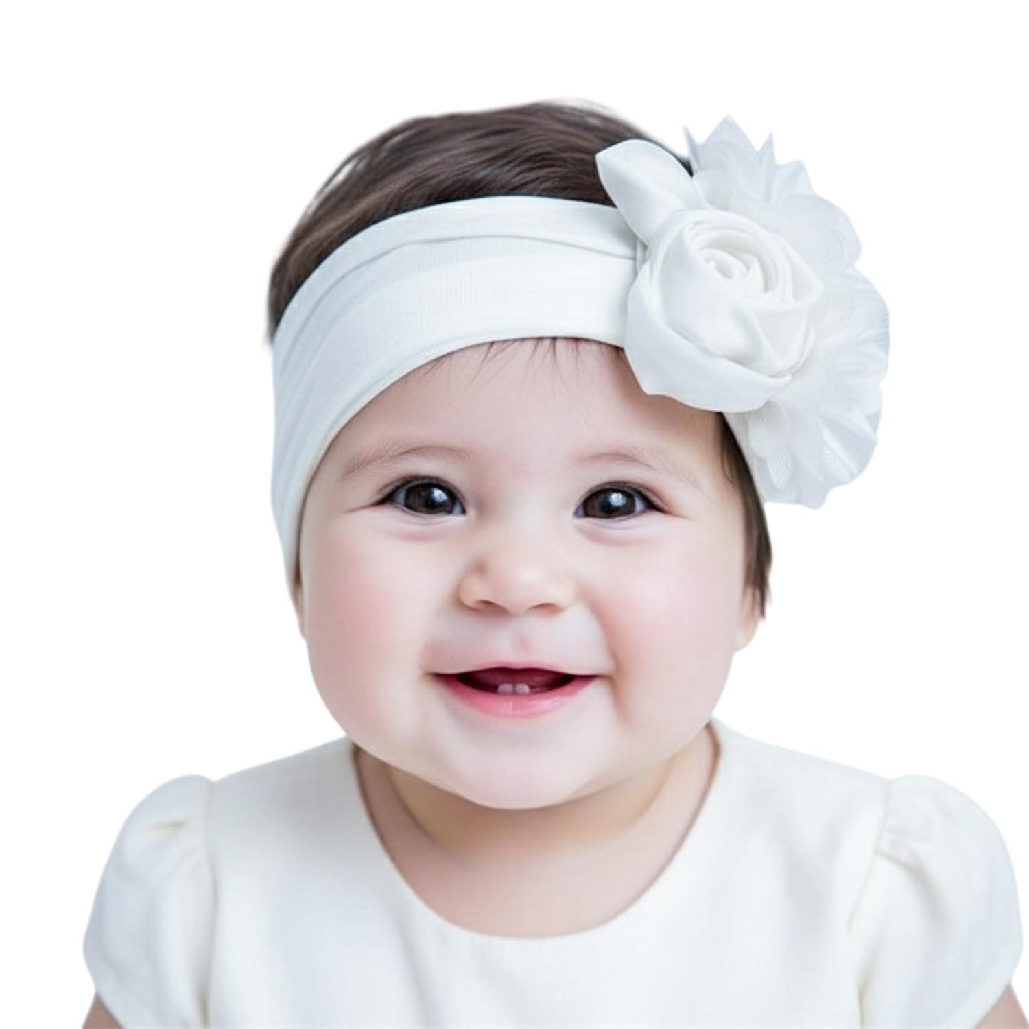 SYGA Baby Headbands Girls Rose Flower Nylon Strechable Hairbands For Newborn Infant Toddlers Kids 0-3 Year (White)-picture-46