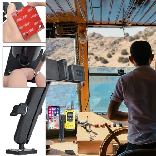 Image of HYS Heavy Duty Drill Base Mount for Smartphones&All HT Amateur Radio with Belt Clip, Drill Base Tablet Holder for Trucks, Wall mounting, Commercial Vehicles, for 1.85 inch-3.15 inch iPhone /Samsung /LG