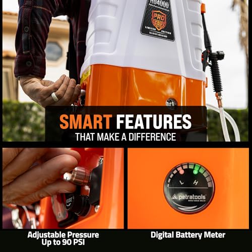 Image of PetraTools HD4000 Battery Powered Backpack Sprayer, 8 Hr Runtime, 9 Nozzles