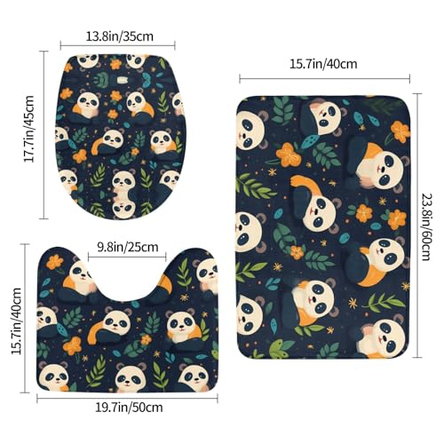Tapis de salle de bain antidérapant panda pour sol sec devant la coiffeuse
