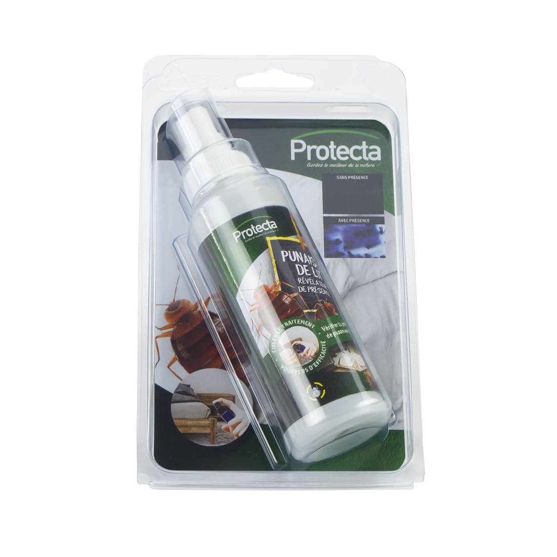 Protecta® Révélateur Punaises de Lit – Détection Rapide & Précise – Réaction Luminescente à l'Hémoglobine – Kit de 2 Comprimés pour 125 ML