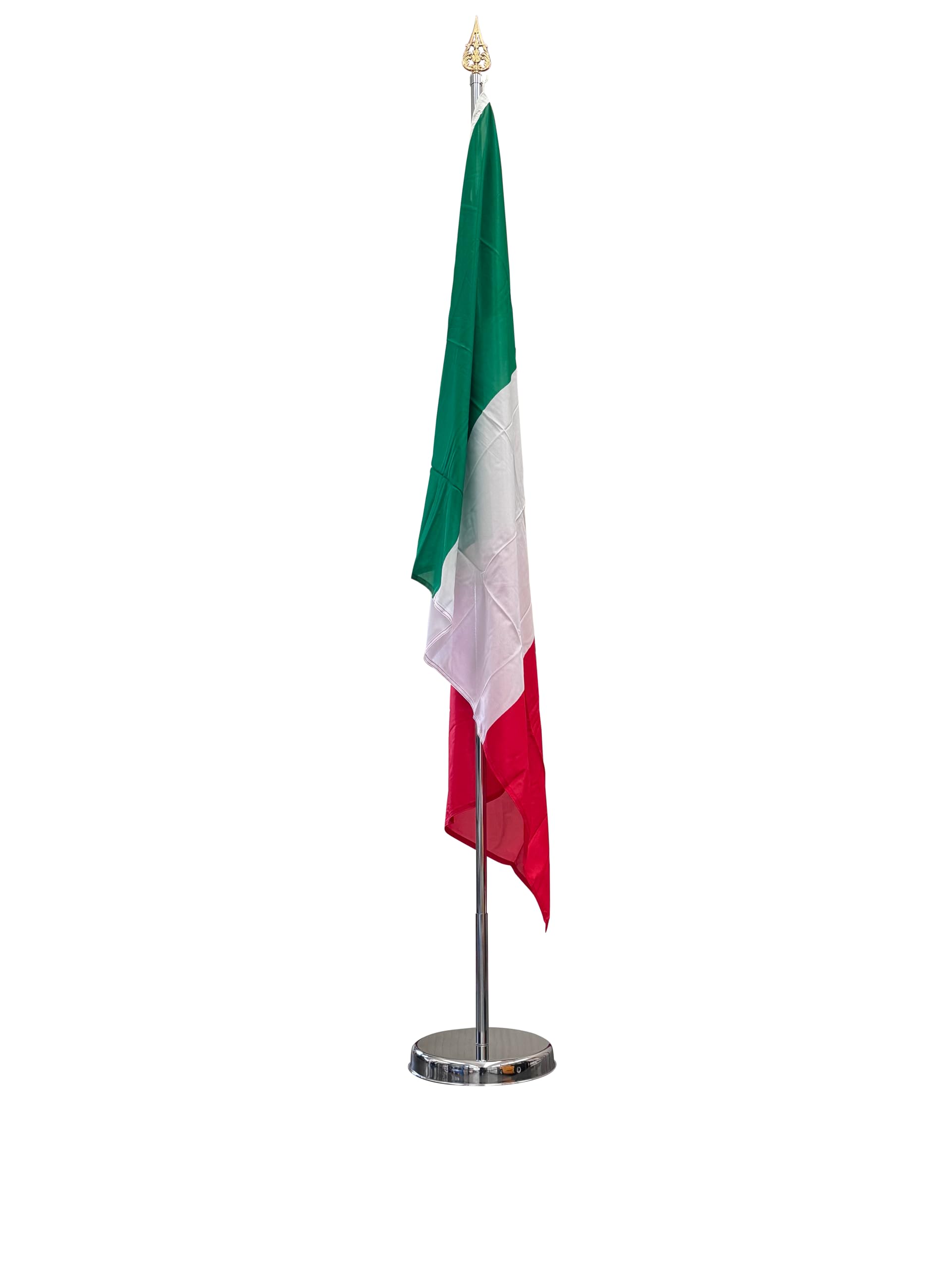 AL PRODUCTION Kit Asta e Bandiere Personalizzate per Interno - Bandiera Personalizzata in Tessuto Nautico 115 gr/mq 100x150 cm, 1 Asta da 200 cm in Acciaio e base 4 kg - Made in Italy