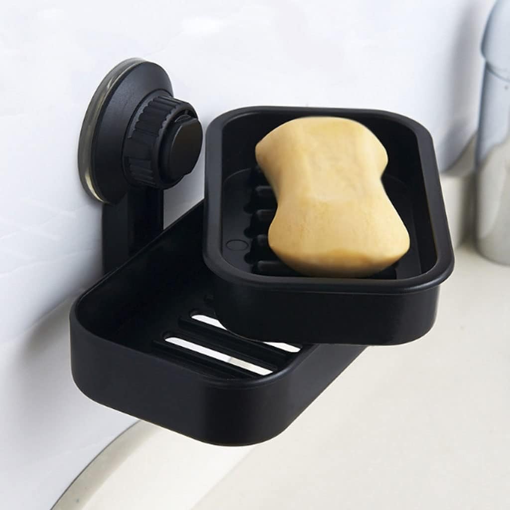 Soap Dish with Drain, Adhesive Wall Mounted Plastic Shower Tray, Holder for Bathroom Kitchen Sink Bathtub(D)