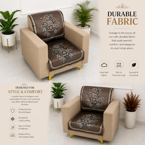 Image of Homerz Premium Waterproof Jasmine Joe Sofa Seat Cover - Floral Printed Sofa Protector | Non-Slip, Washable & Durable Sofa Protector (Mouse, 1 Seater with Back)