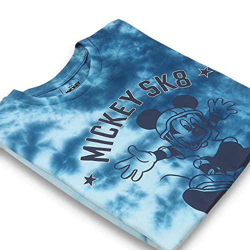 Image of Free Authority Mickey & Friends Printed Regular Fit Blue Cotton Men's T-Shirt