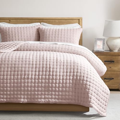 Image of WDCOZY Cloud Soft Quilt Set, Queen Size, Pink, 3 Pieces 90x90 inches