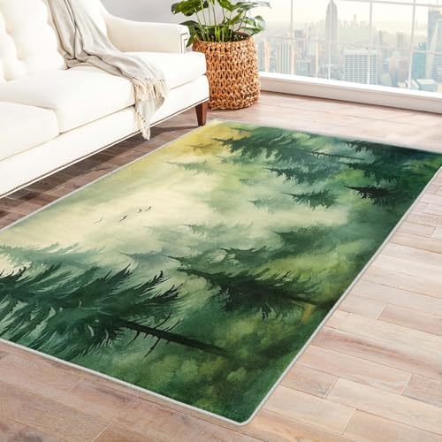 ZDABAOEC Forest Throw Rug, 2x3 Rug, Woodland Rugs for Entryway