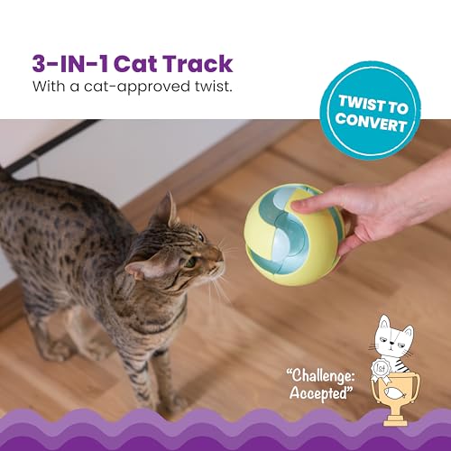Image of Catstages Twist-A-Ball 3-in-1 Convertible Cat Track Toy, Rolling Ball Toy for Indoor Cats, Green