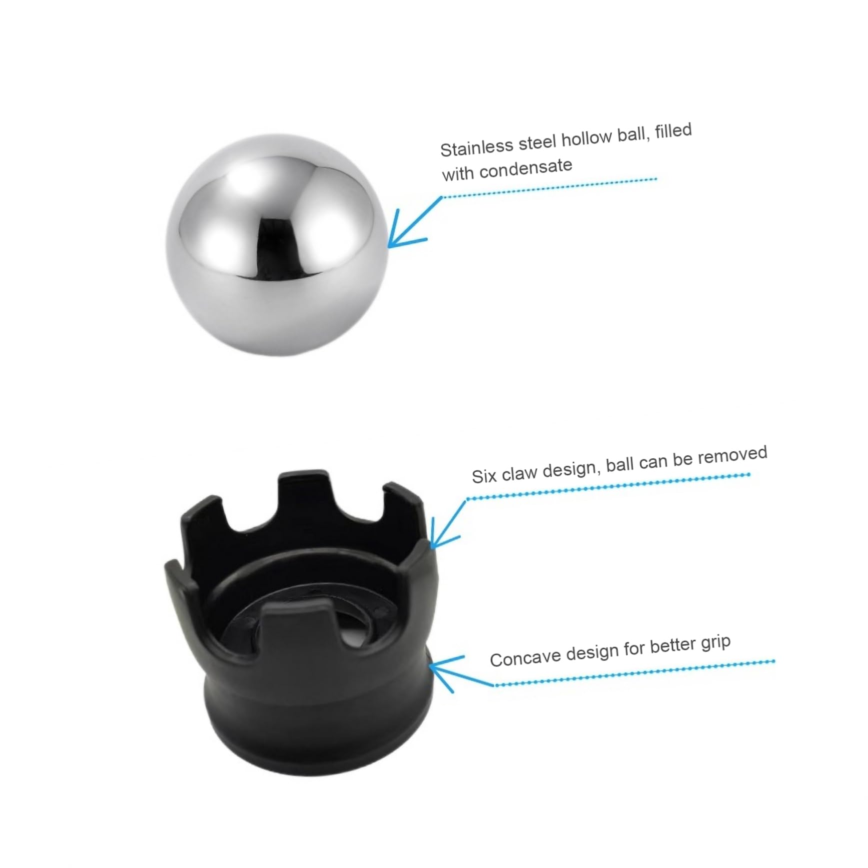 Bola para Relajación Muscular Portátil de Masaje de Acero Inoxidable Desmontable Compresa Caliente y Fría y Alivio de Hombros y Cuello