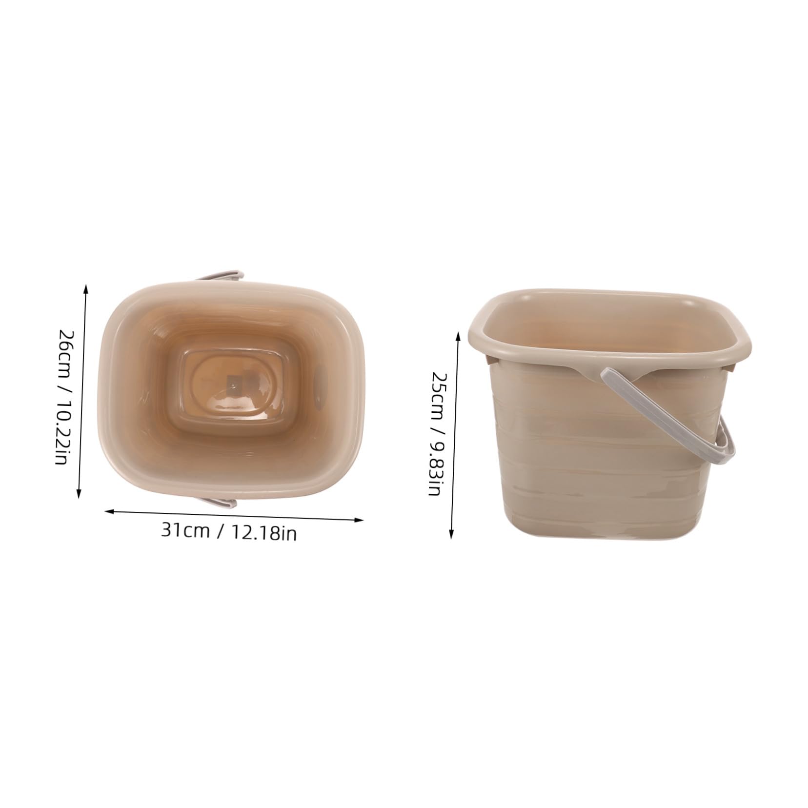 POPETPOP Seau Plastique Rectangulaire avec Poignée Polyvalent pour Maison Stockage Eau Lavage et Jardinage et Portable Plastique Beige
