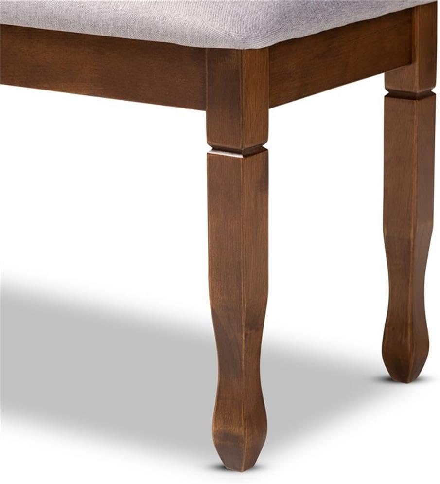BOWERY HILL Grey Upholstered and Walnut Brown Finished Wood Dining Bench