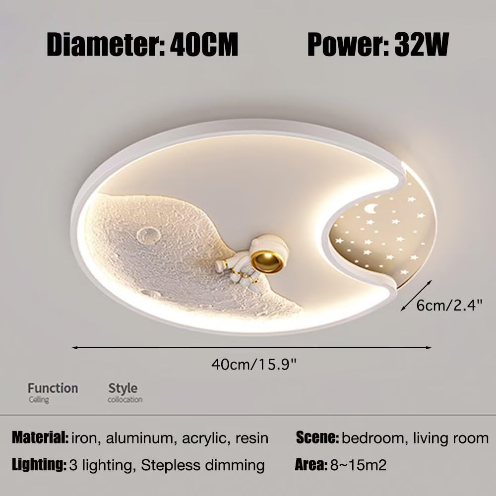 Plafoniera 3D Astronauta Luna Plafoniera LED Lampadario Astronauta Lampada da soffitto Cartoon Luna Apparecchio di illuminazione per camera da letto, cameretta dei bambini