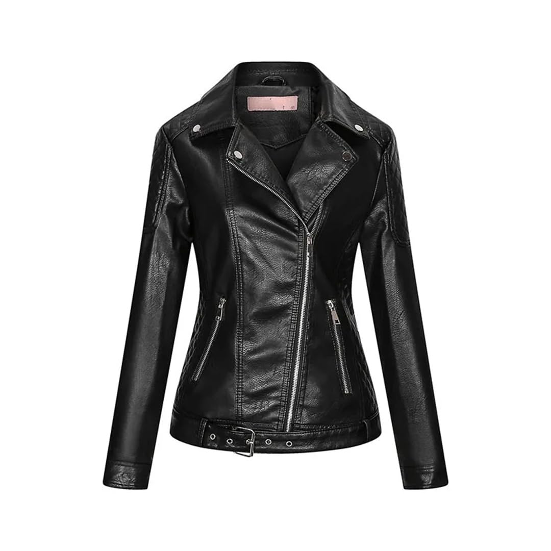 Cappotto da donna con cerniera in ecopelle primavera autunno giacca da motociclista